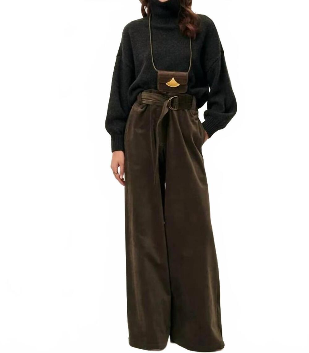 NEW SESSUN darm velvet trousers in lichen